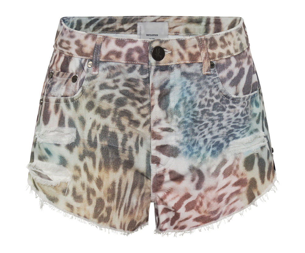 Outlaws Low Waist Mid Length Denim Shorts - Animal