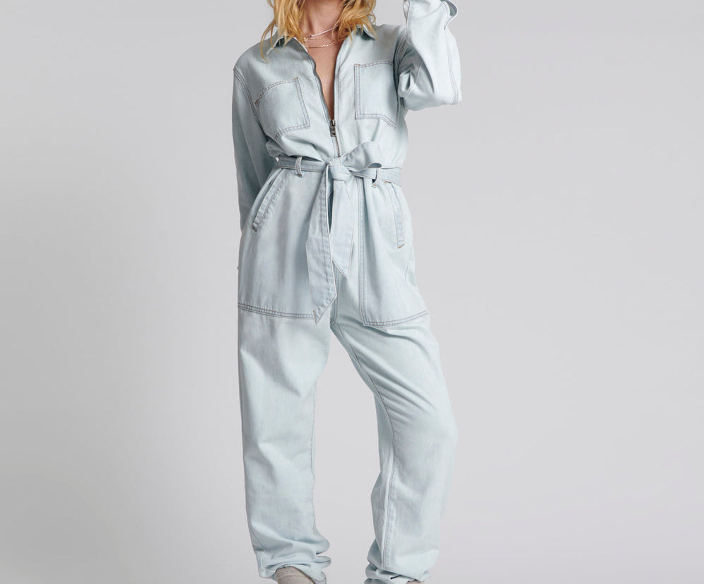 Claudia Long-Length Denim Overalls - Le Surf