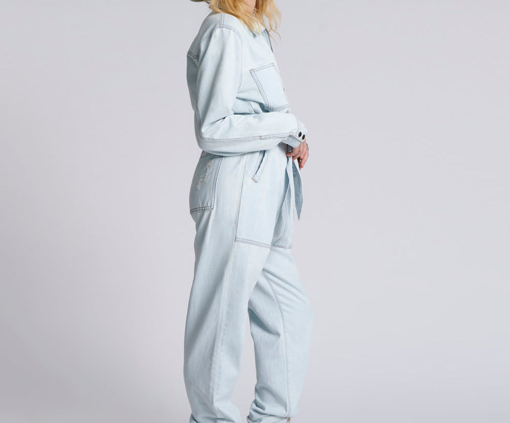 Claudia Long-Length Denim Overalls - Le Surf
