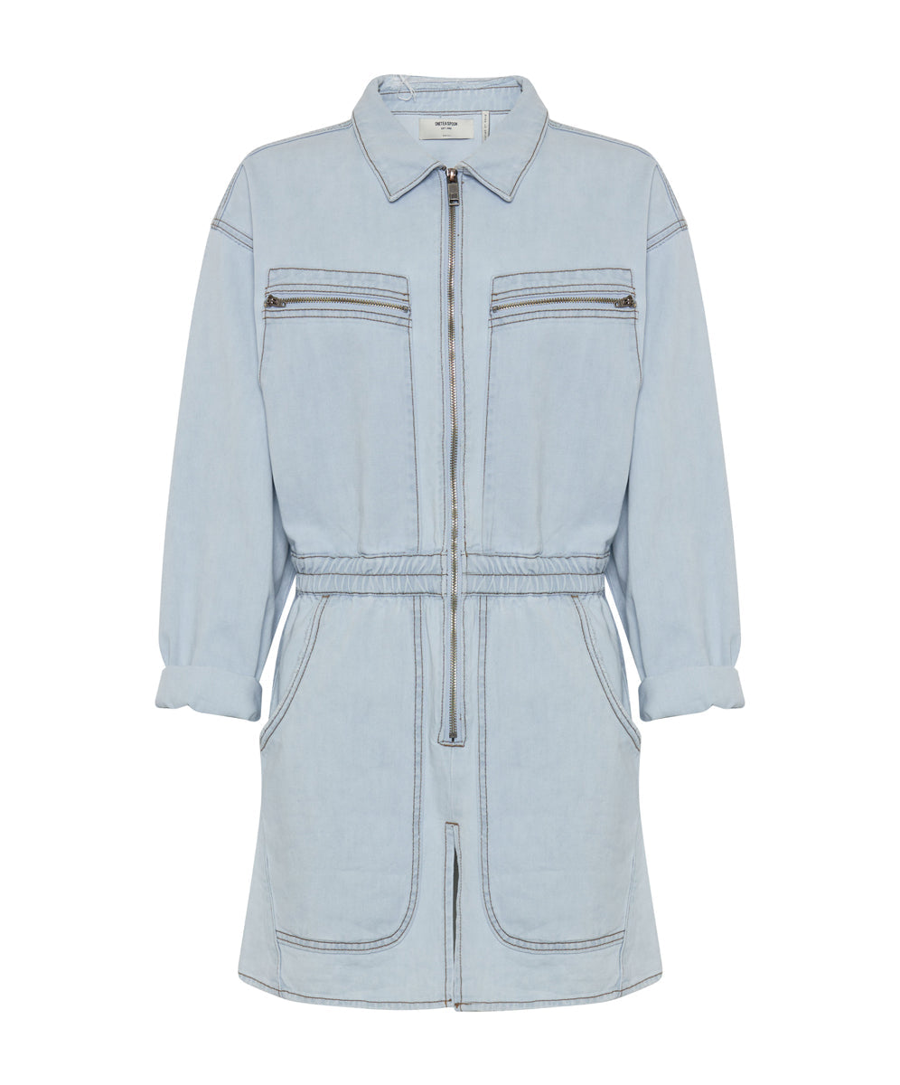 Black Friday Denim Sale - Up to 70% off Denim Olivia Mini Dress - Blue Latte