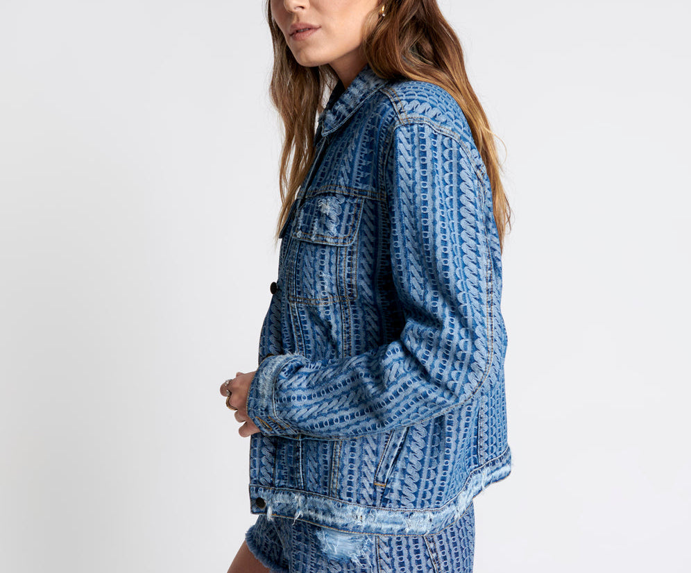 On Repeat Denim Trucker Jacket - Dark Blue