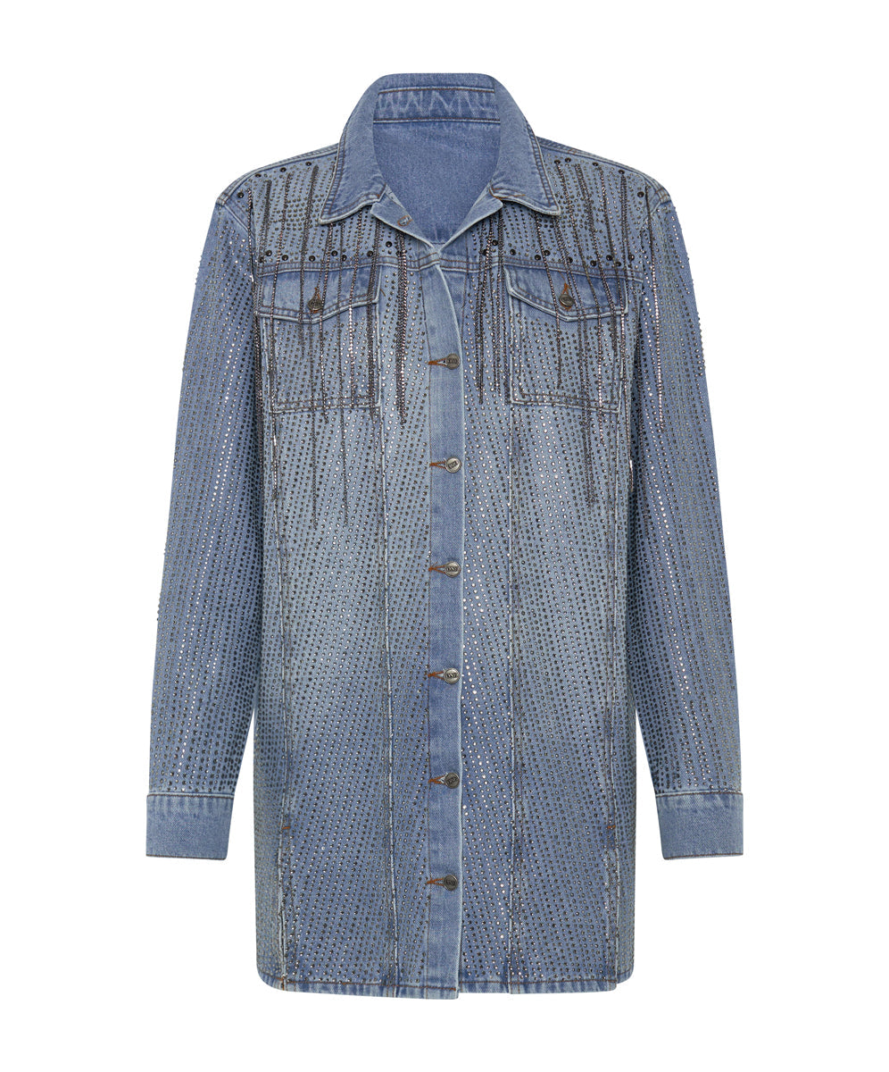 Products Trucker Denim Shirt Mini Dress - Vintage Blue