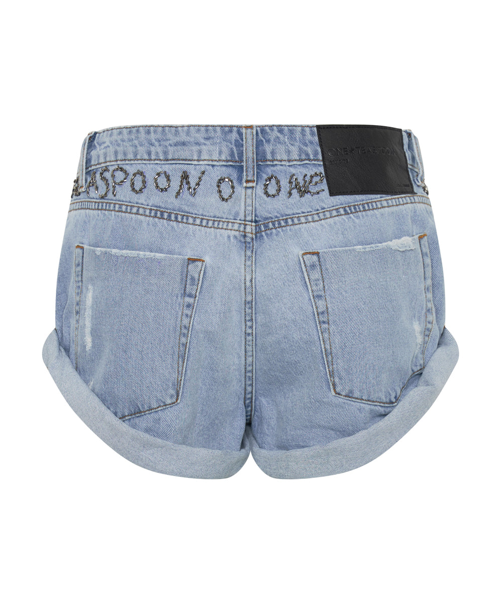 Bandits Low Waist Embellished Denim Shorts Vintage Blue