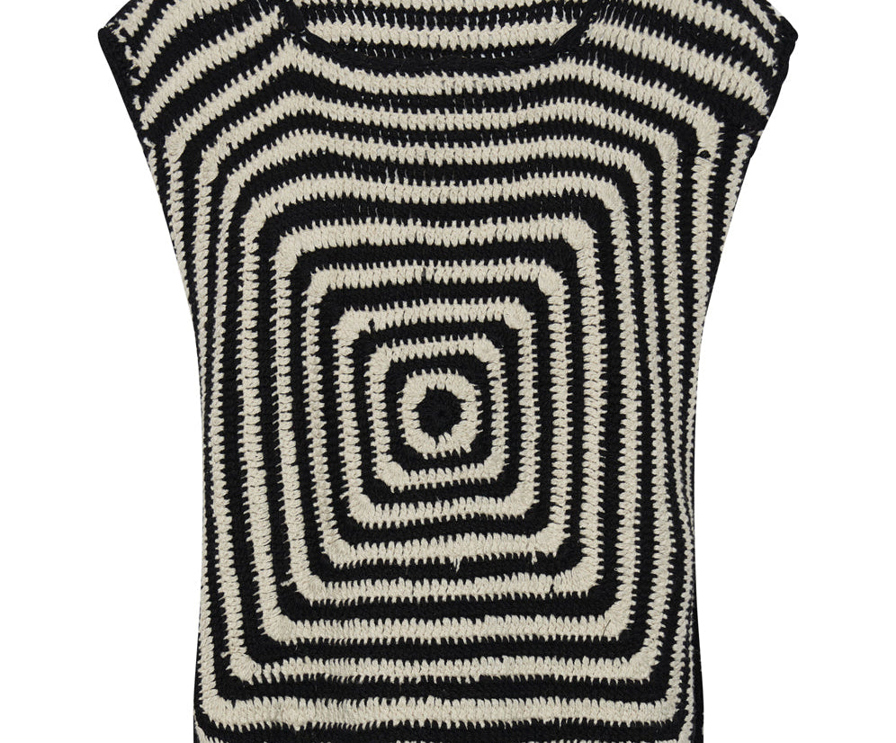 Hypnotized Hand Crochet Tank - Black White