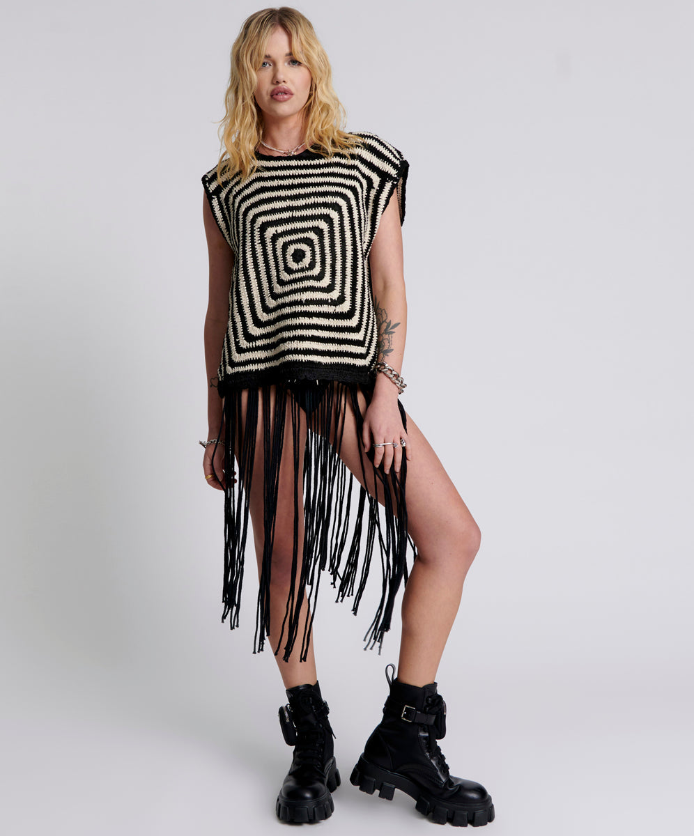 Products Hypnotized Hand Crochet Tank - Black White