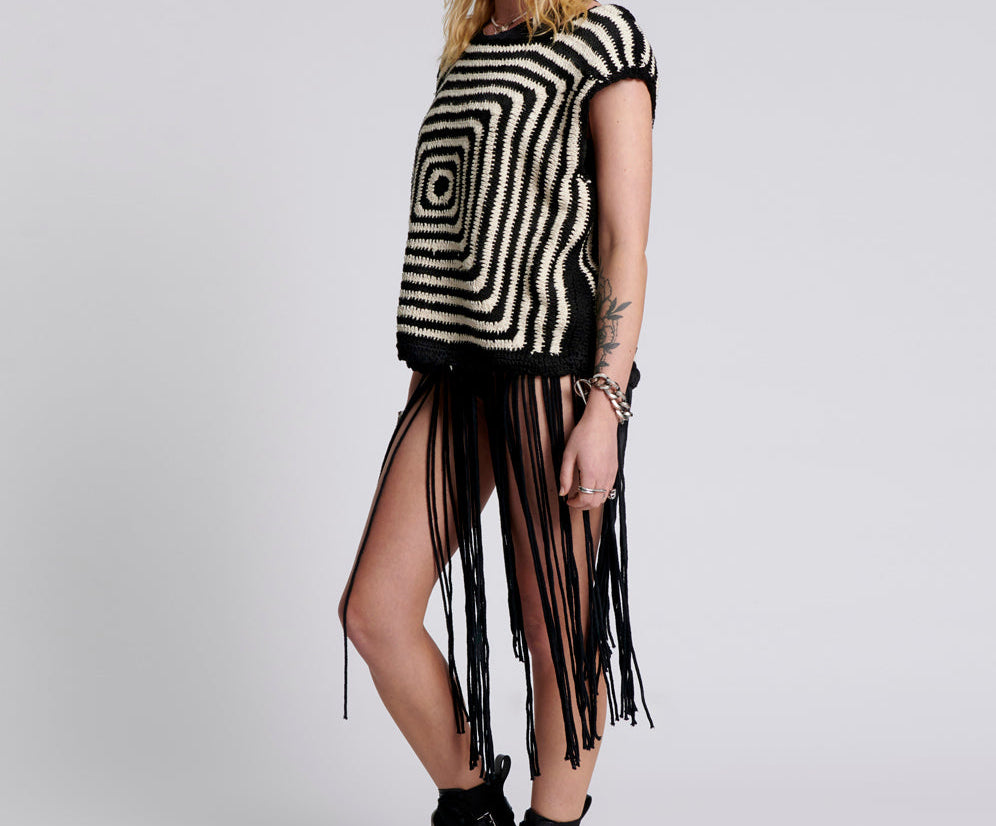 Hypnotized Hand Crochet Tank - Black White