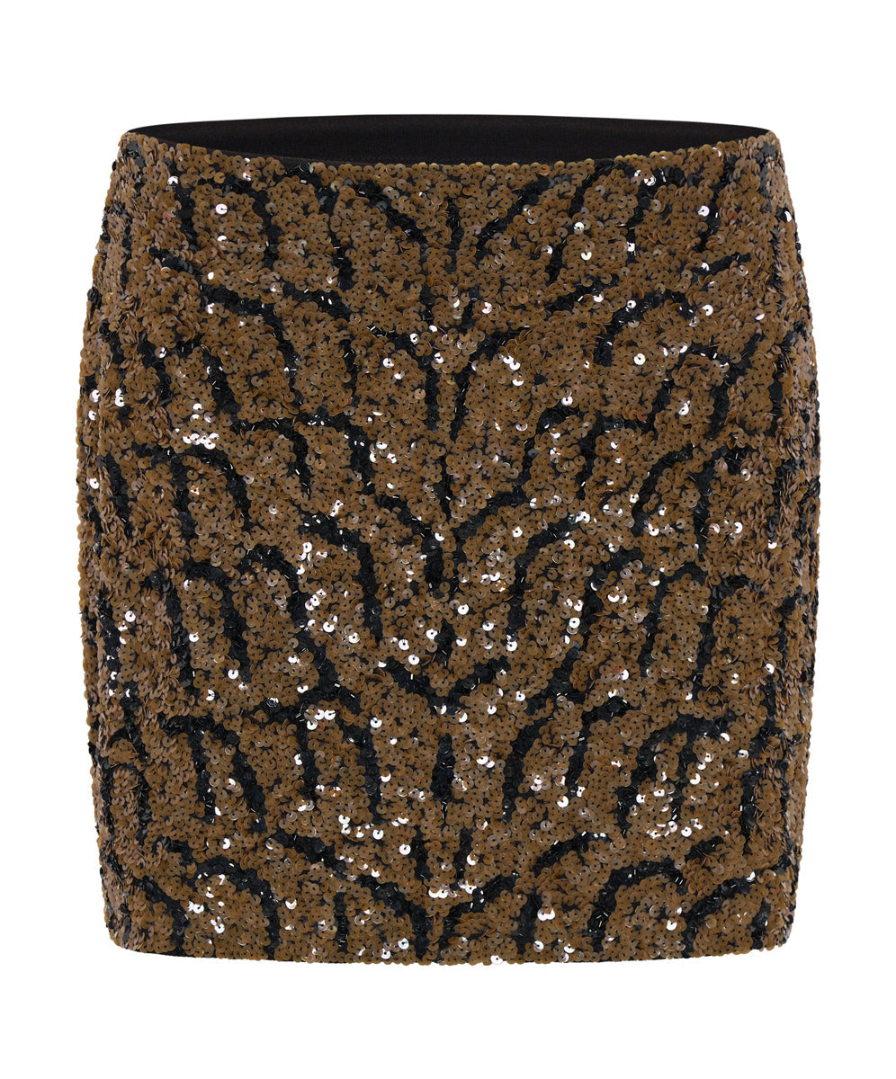 Delusion Hand Beaded Mini Skirt - Black Brown