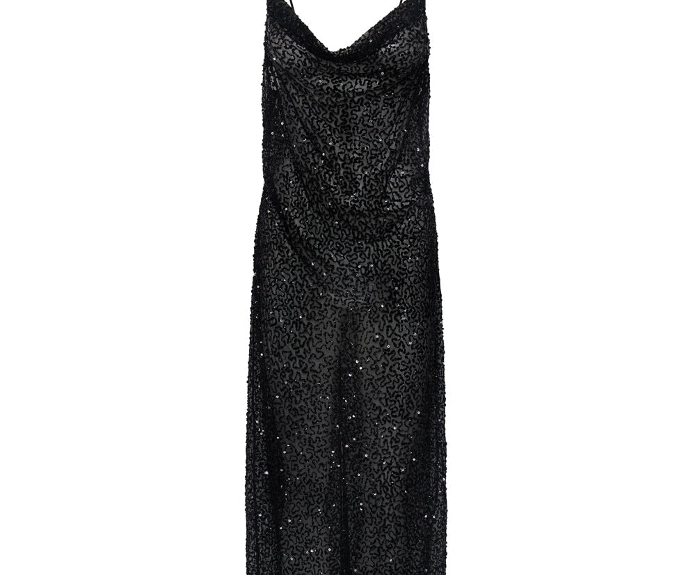 STELLAR HAND BEADED SLIP DRESS