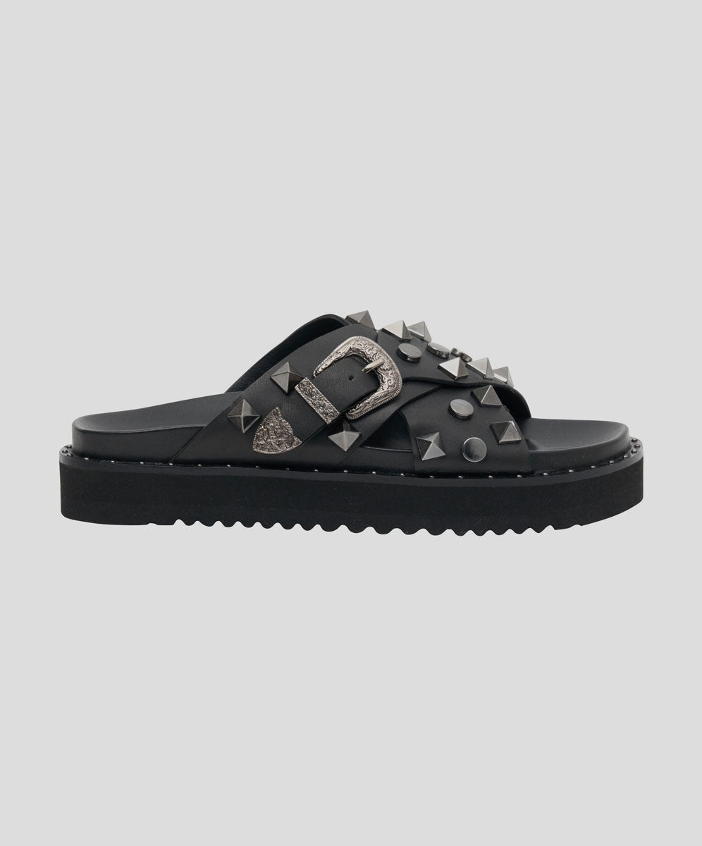Products IGGY STUDDED CROSS OVER SLIDE