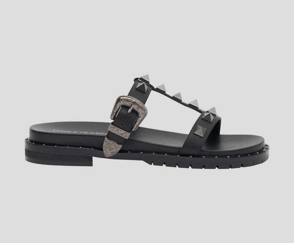 Studded Elise Slides - Black