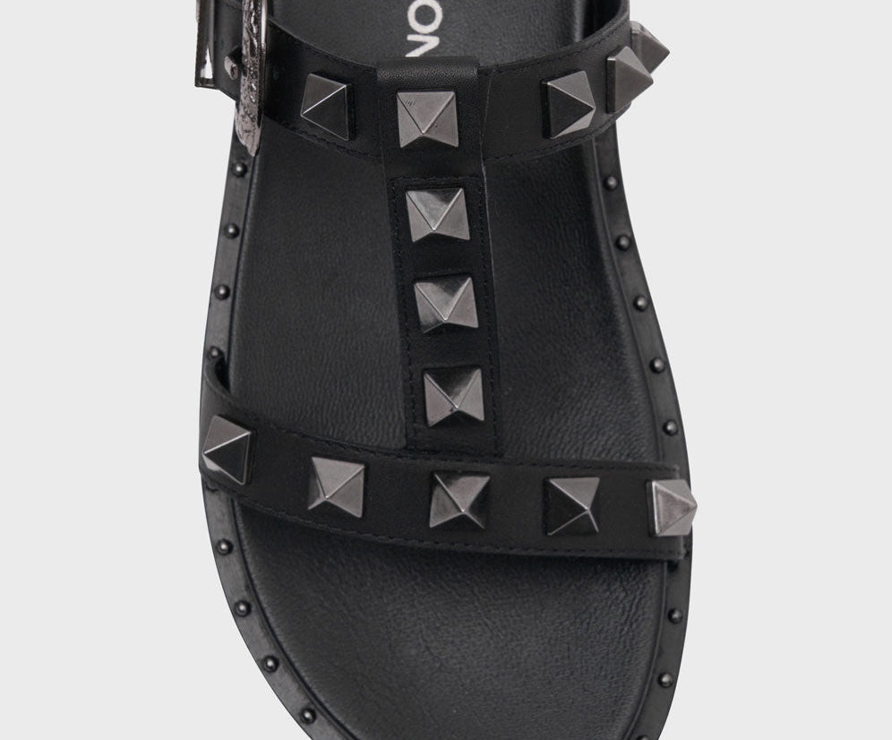 Studded Elise Slides - Black