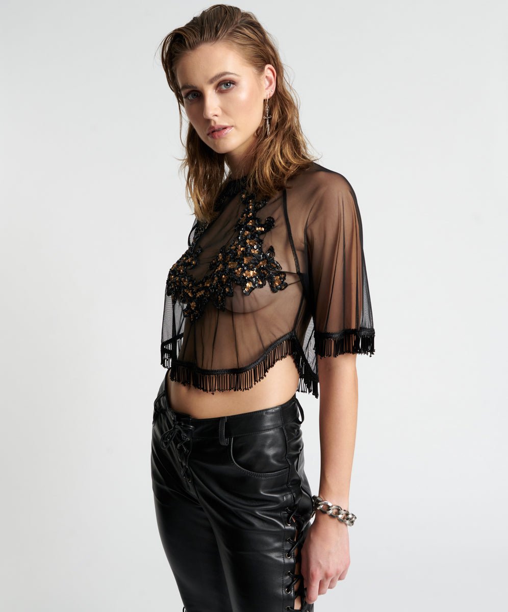 Products Vanity Razzle Dazzle Sequin Top - Black