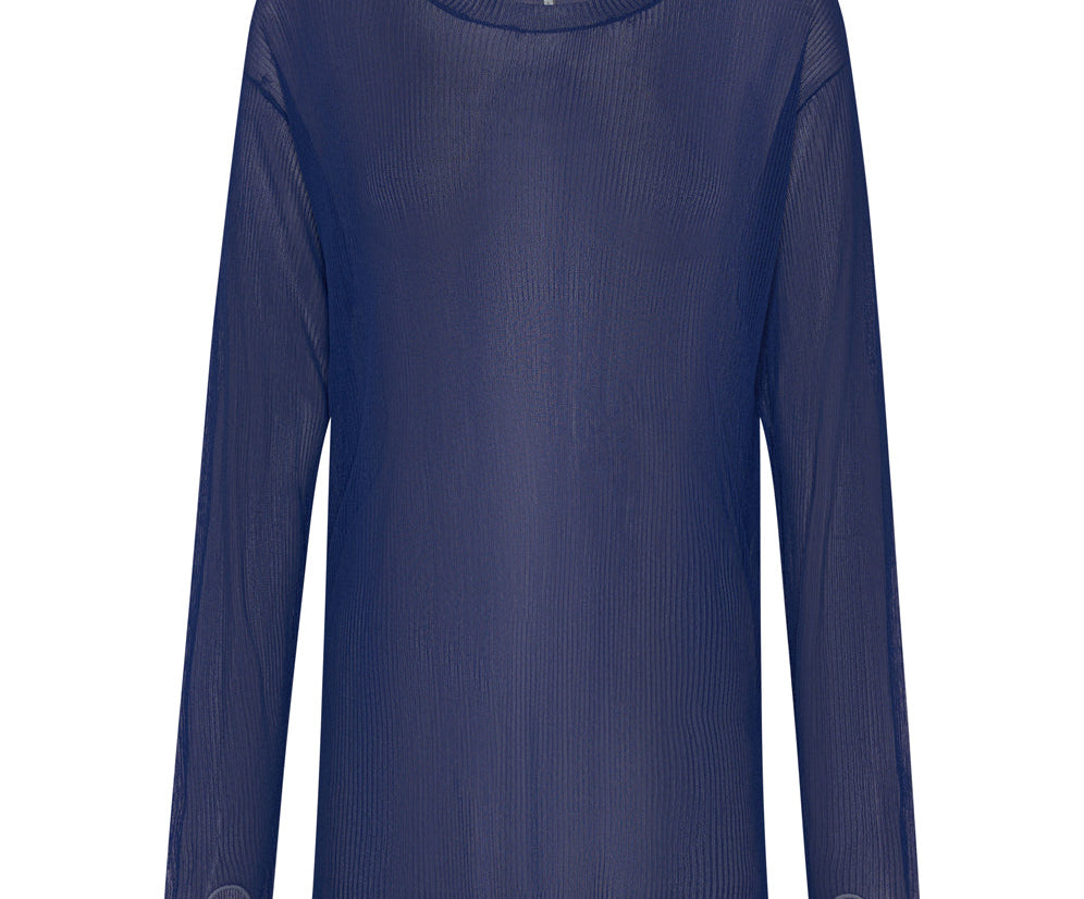 Amity Sheer Rib Longsleeve Sweater - Cobalt