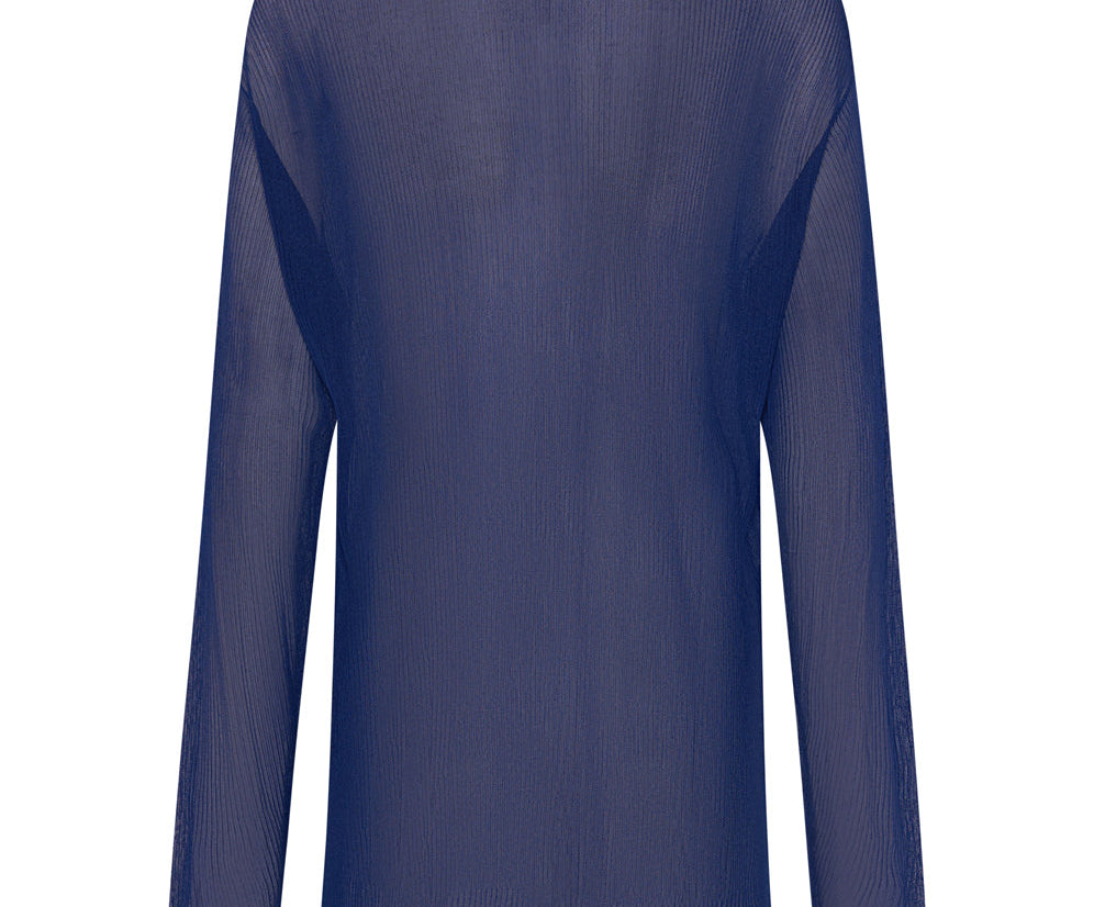 Amity Sheer Rib Longsleeve Sweater - Cobalt