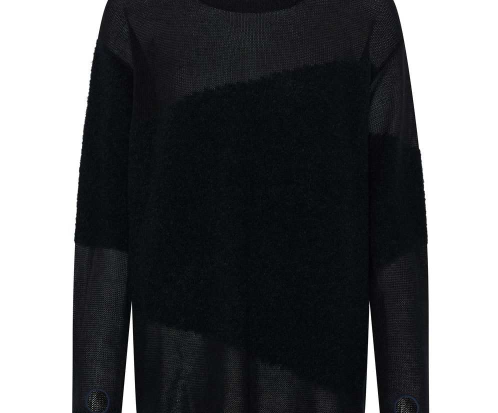 SHATTERED CREW KNIT SWEATER BLACK