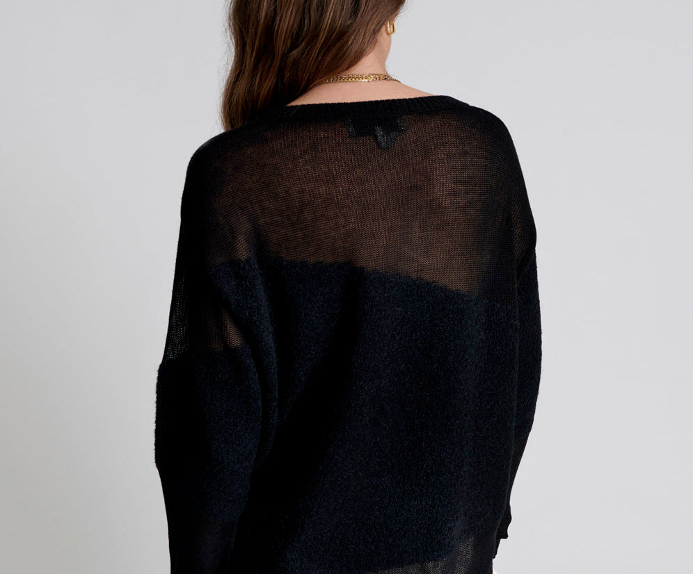 SHATTERED CREW KNIT SWEATER BLACK