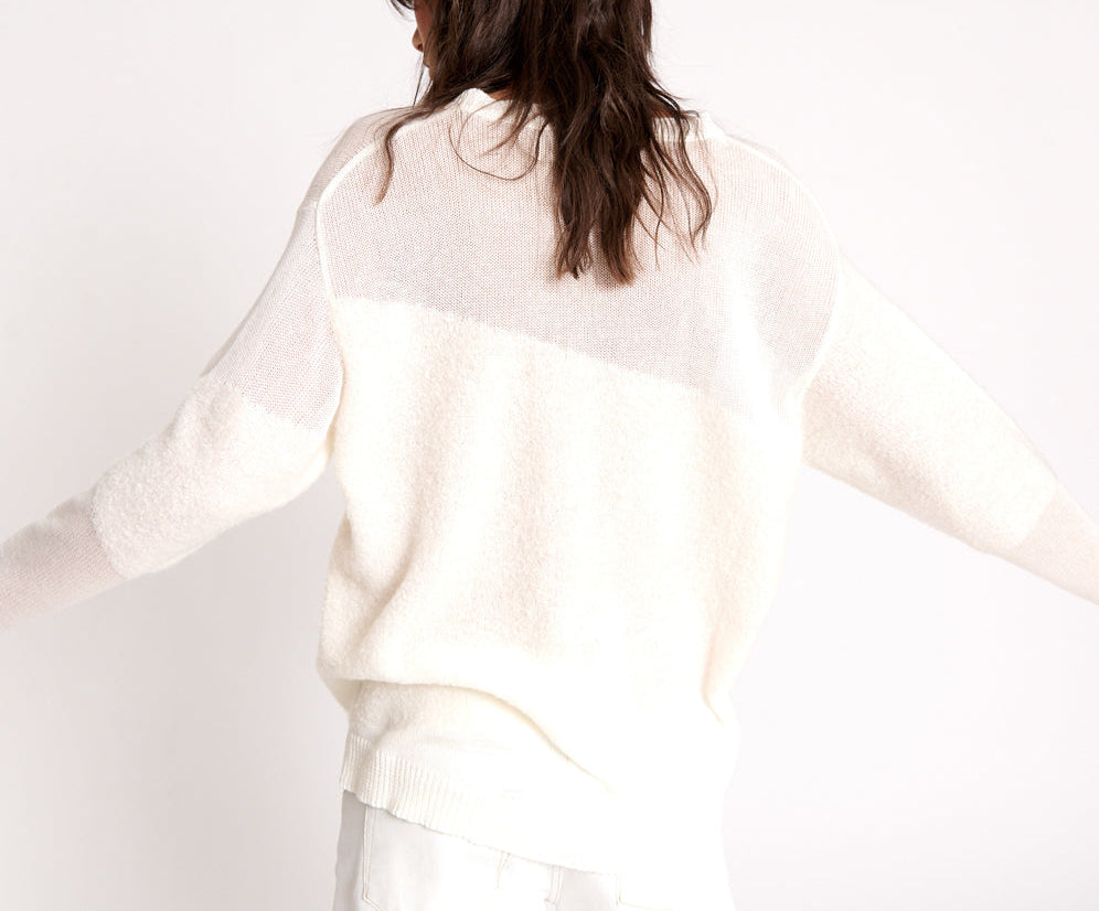 SHATTERED CREW KNIT SWEATER WHITE