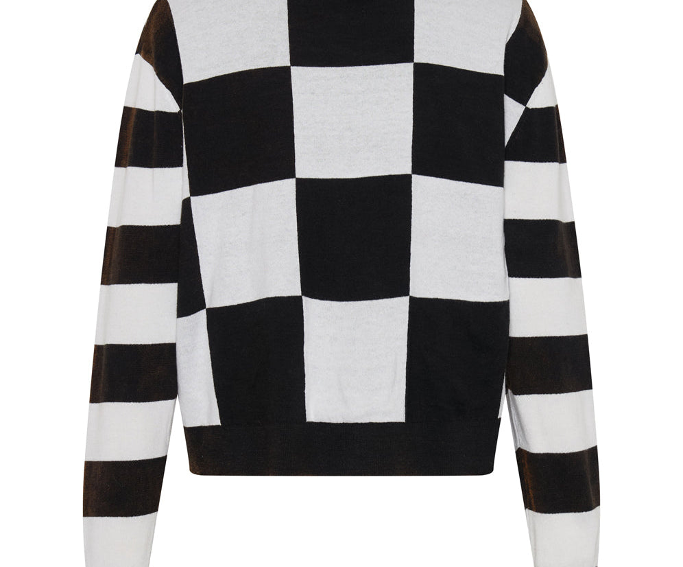 Scoreboard Smiley Knit Sweater - Black White