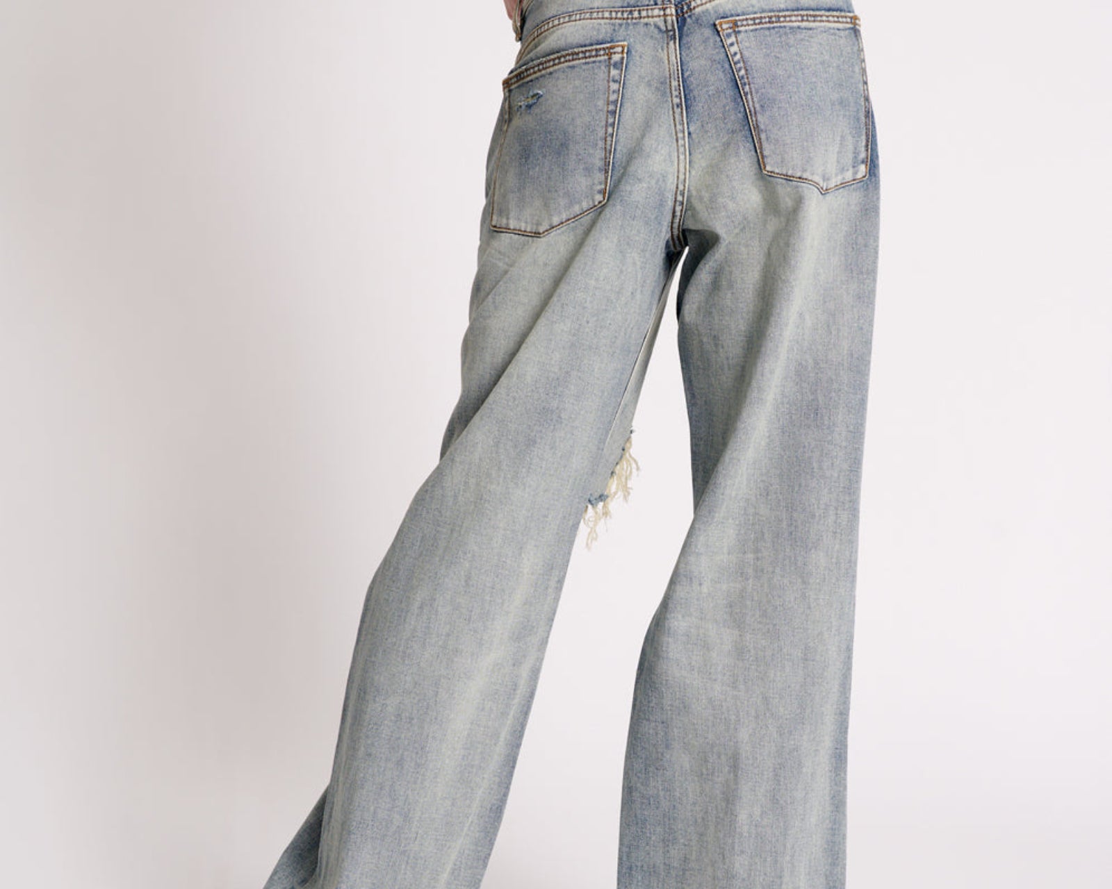 Jackson Mid Waist Wide Leg Denim Jeans - Old Blue