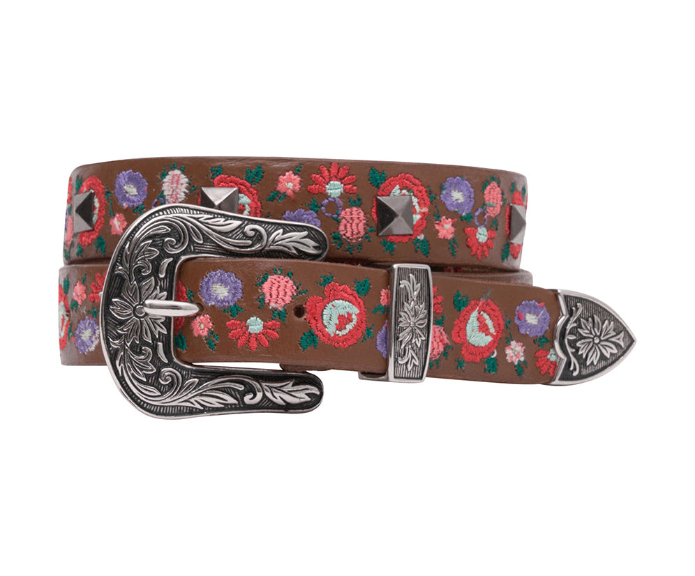 LOST SIGNAL FLORAL LEATHER BELT