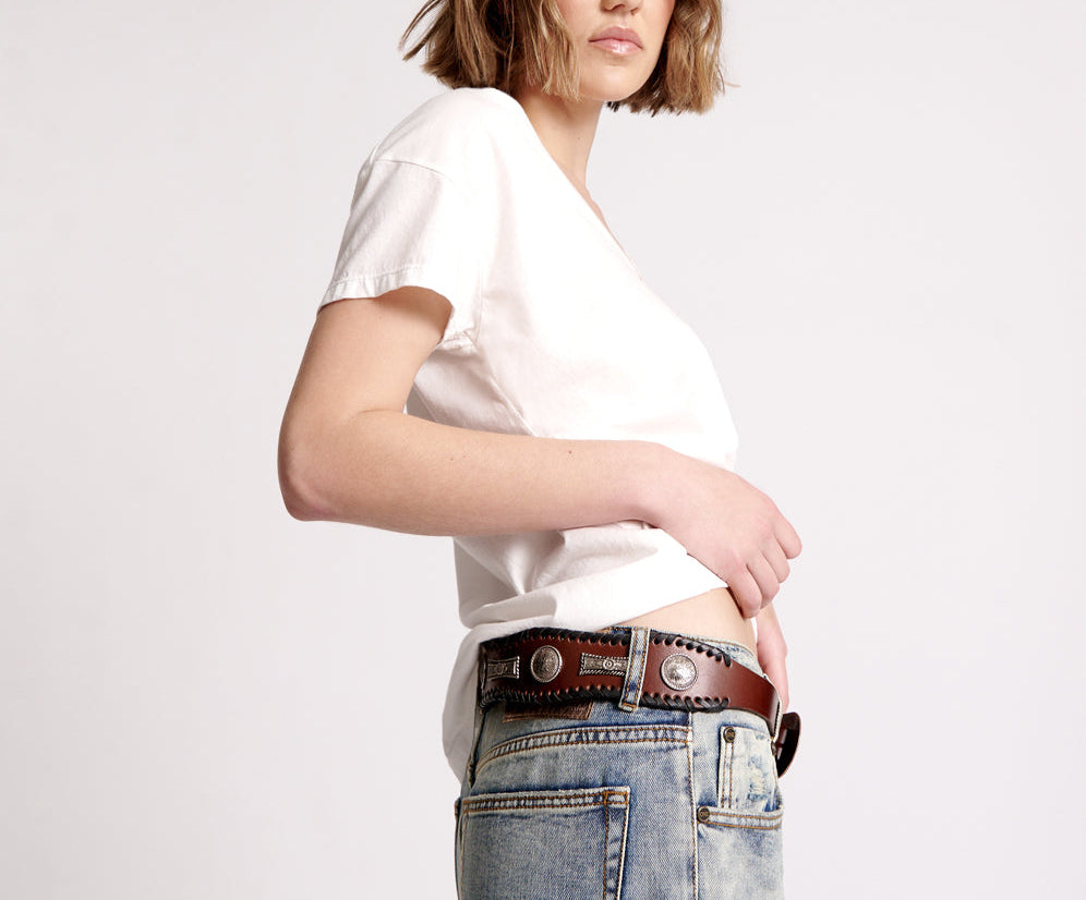 HITCHHIKER STUDDED LEATHER BELT