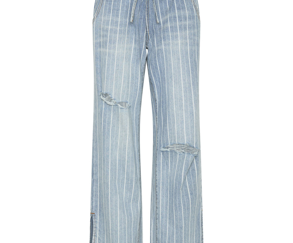 LE STRIPE ROADHOUSE WIDE LEG DRAWSTRING JEANS