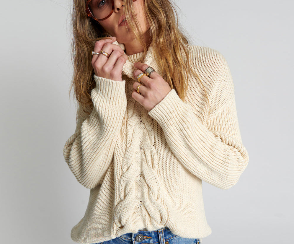 Poison Cable Knit Sweater Cream - Creme