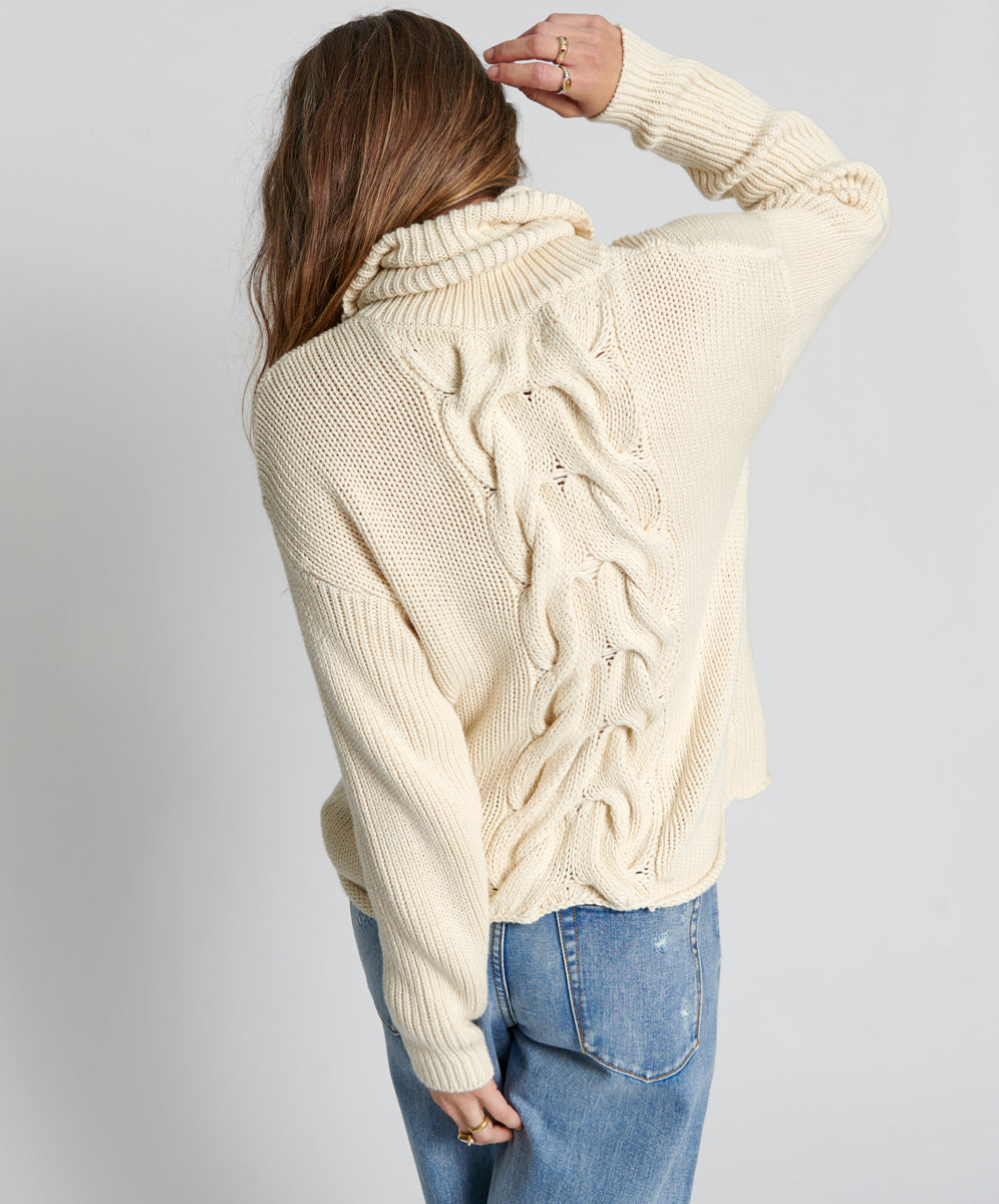 Poison Cable Knit Sweater Cream - Creme | One Teaspoon USA