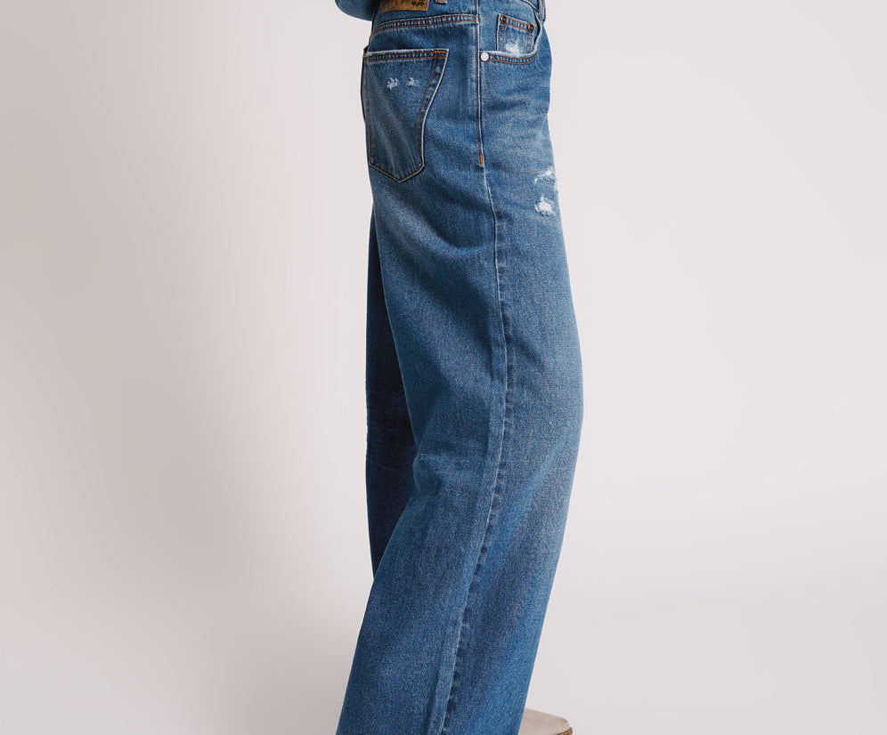 BAY BLUE JACKSON MID WAIST WIDE LEG JEANS