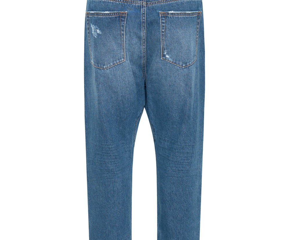 Kingpins Low Waist Cropped Boyfriend Denim Jeans - Bay Blue