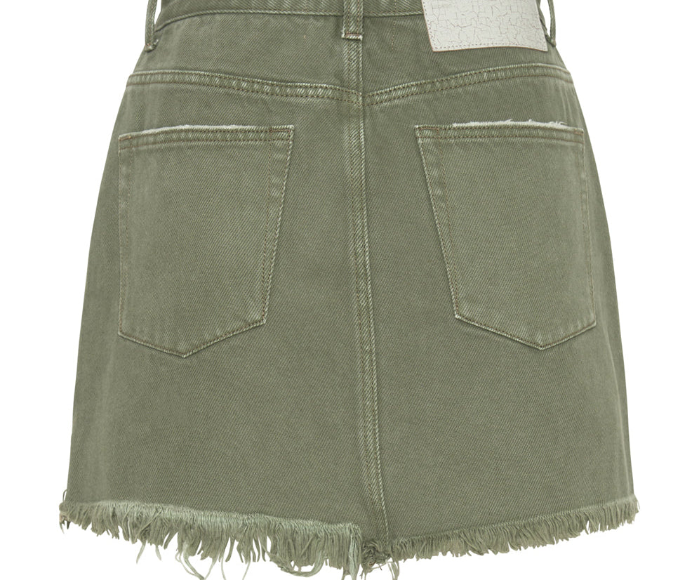 2020 High Waist Mini Denim Skirt - Military Khaki