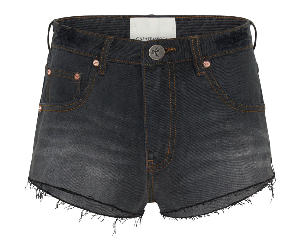 RECYCLED BLACK THE ONE FITTED CHEEKY DENIM SHORT