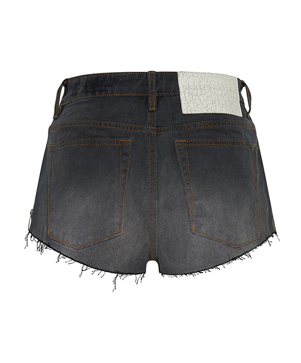 PERSTEPのBlack Deep Washing One-Tuck Denim Half Pants Kaptain Sunshine 5P Zipper Front Denim Pants Black One Wash