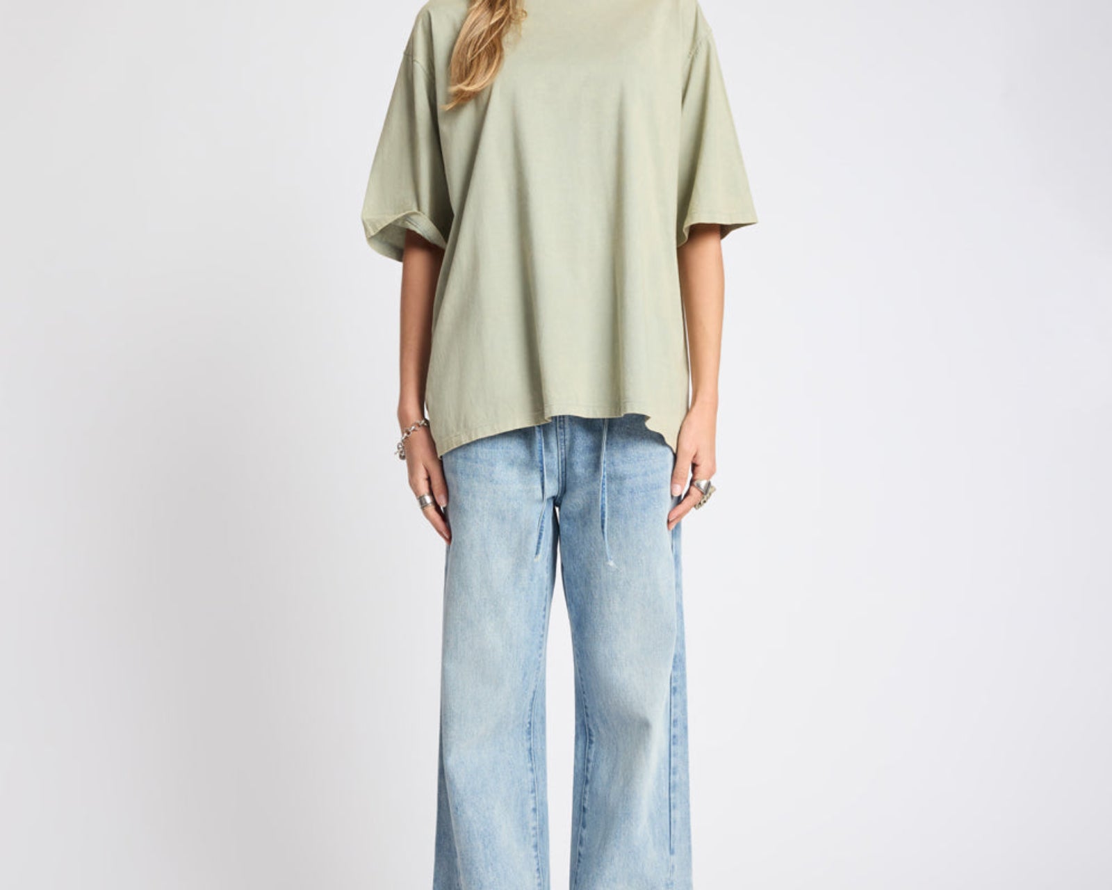 Roadhouse Wide Leg Drawstring Denim Jeans - Salty Dog
