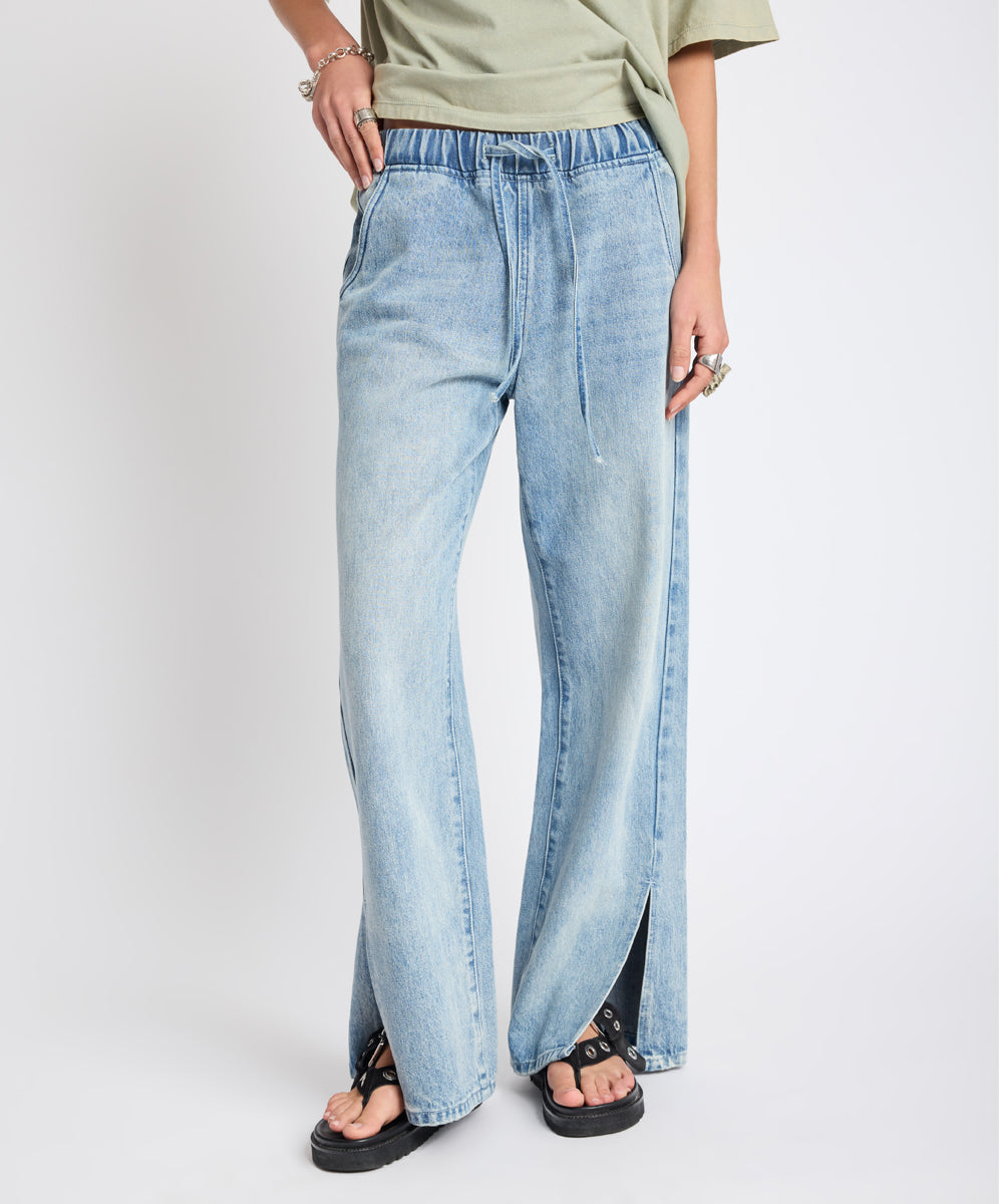 Roadhouse Wide Leg Drawstring Denim Jeans - Salty Dog | One