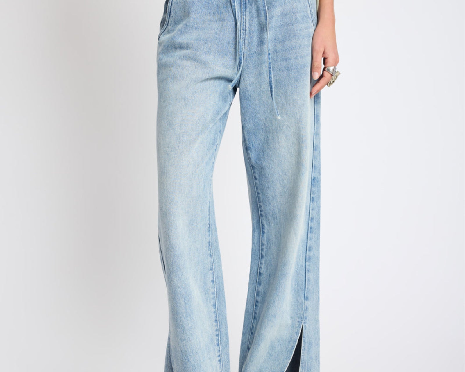 Roadhouse Wide Leg Drawstring Denim Jeans - Salty Dog