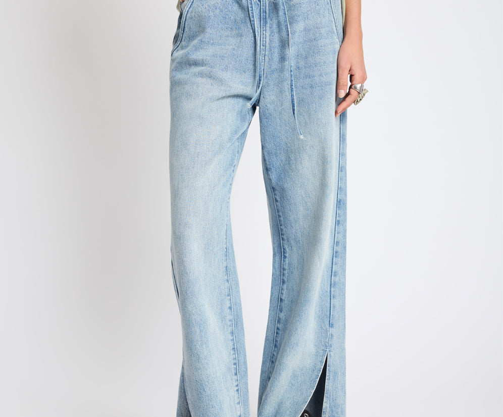 Roadhouse Wide Leg Drawstring Denim Jeans - Salty Dog