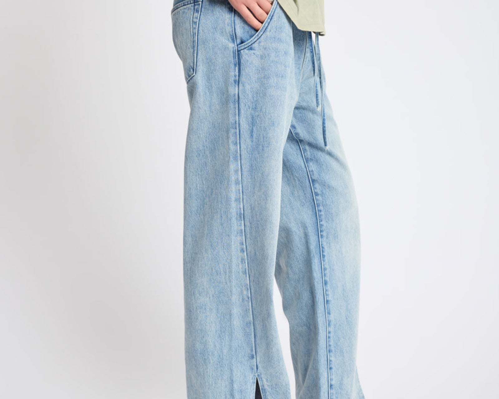 Roadhouse Wide Leg Drawstring Denim Jeans - Salty Dog
