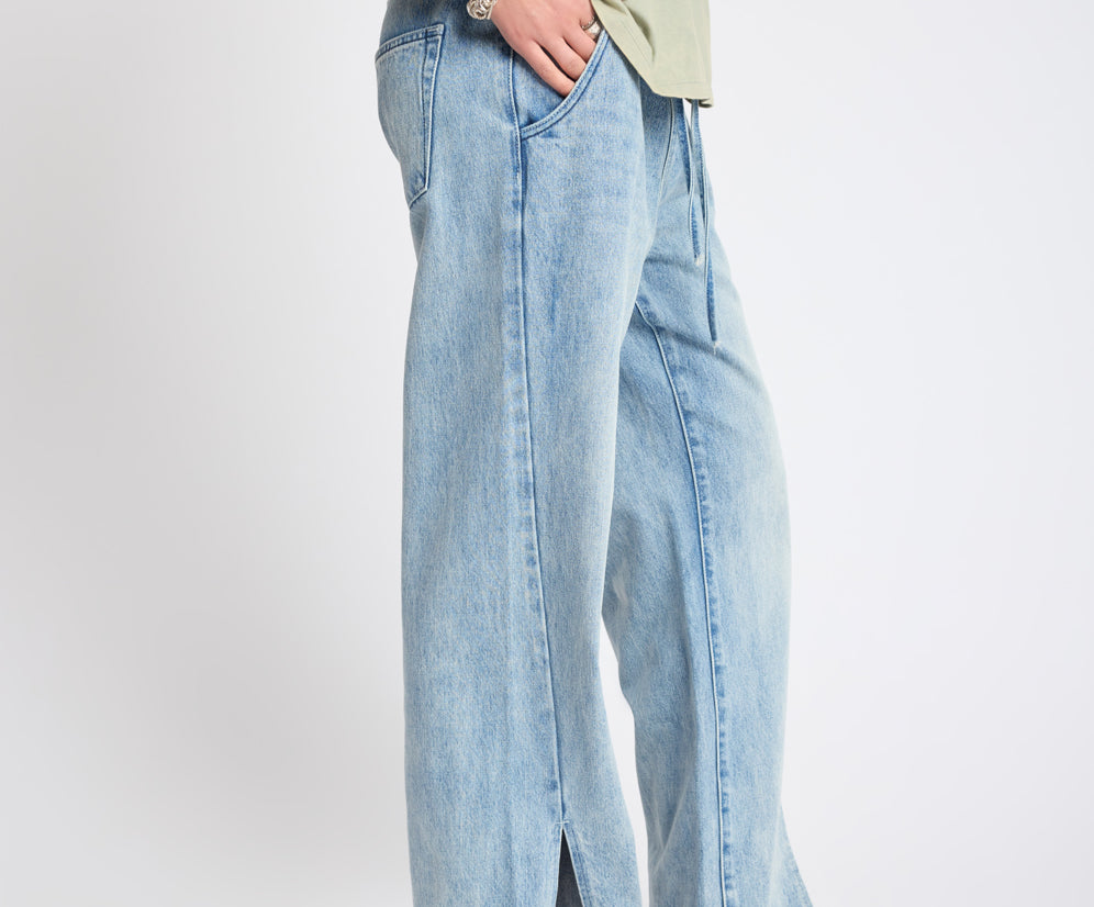 Roadhouse Wide Leg Drawstring Denim Jeans - Salty Dog
