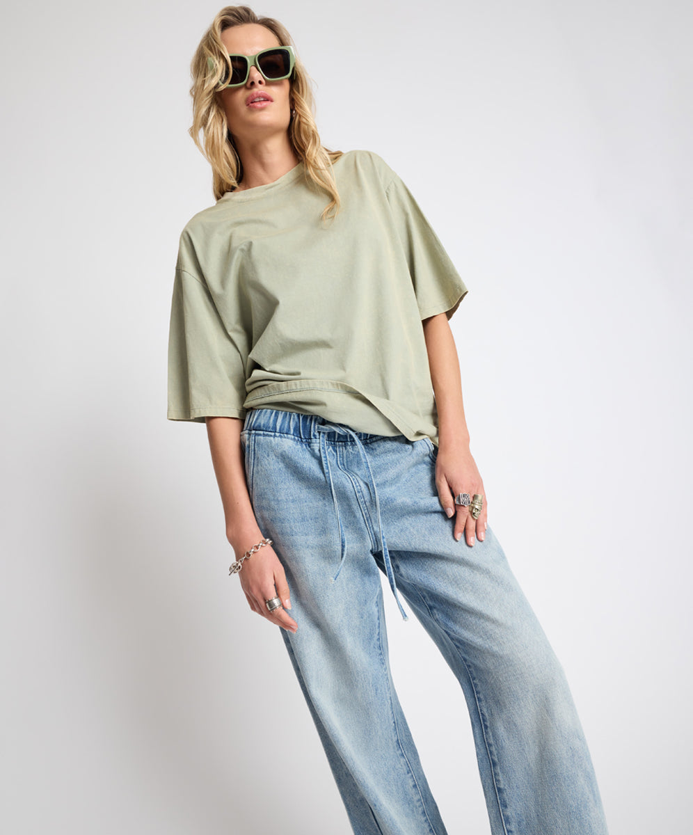 Roadhouse Wide Leg Drawstring Denim Jeans - Salty Dog | One