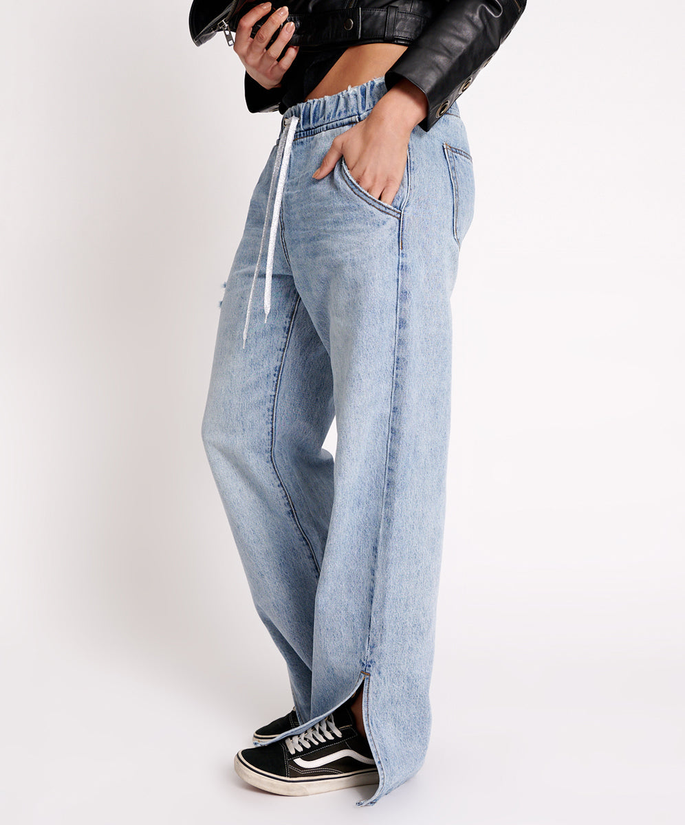 Roadhouse Wide Leg Drawstring Denim Jeans - Salty Dog | One