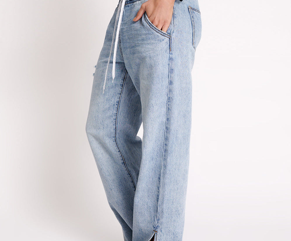 Roadhouse Wide Leg Drawstring Denim Jeans - Salty Dog
