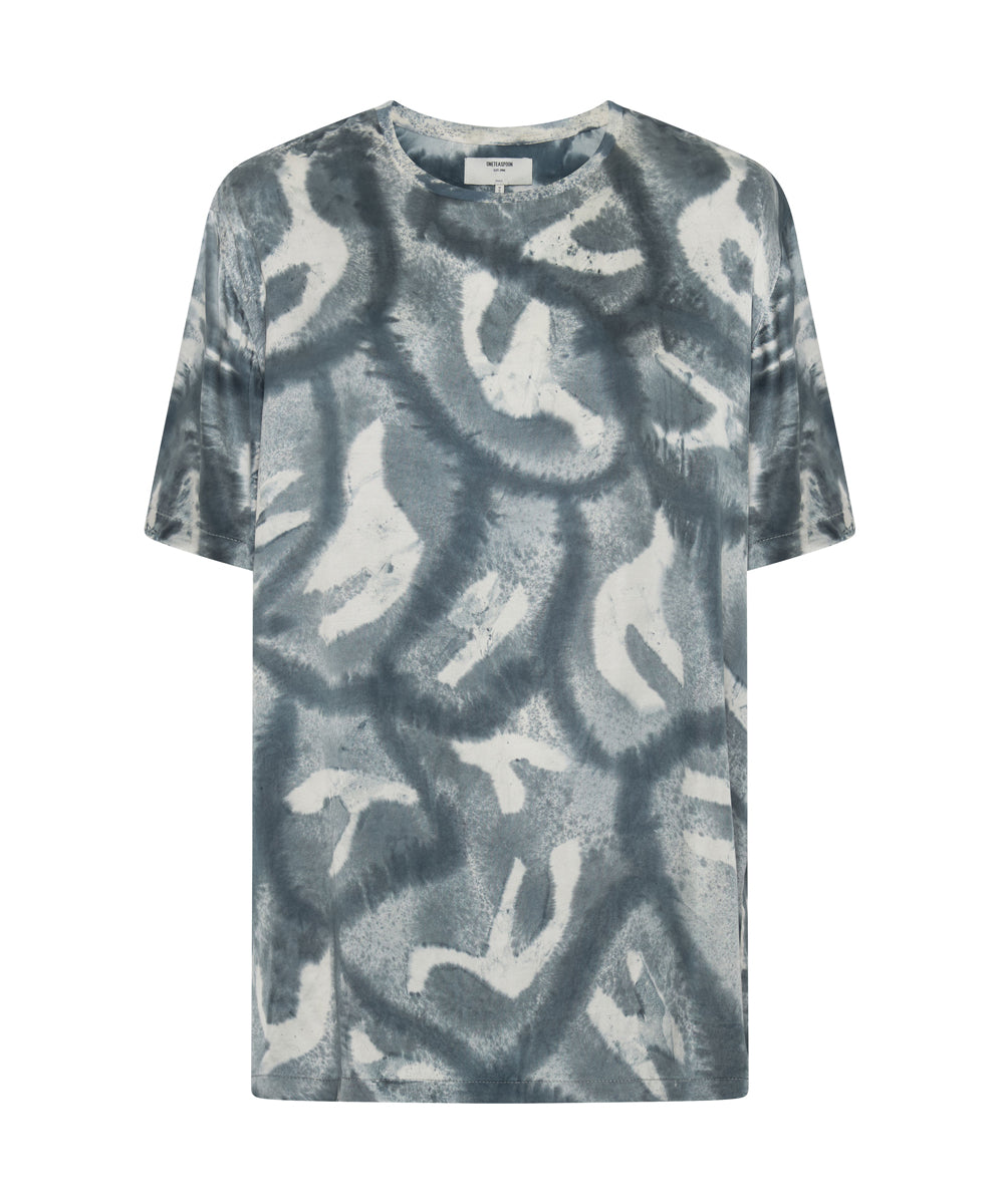 Products Reflection Hand Printed Satin Tee - Black