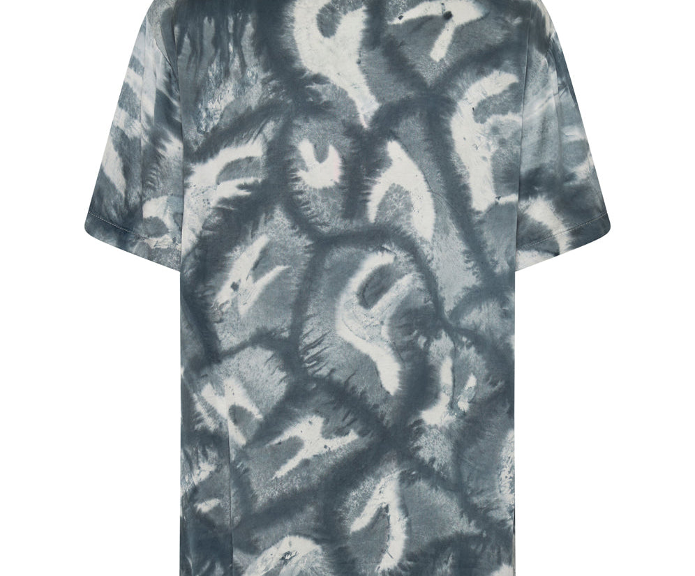 Reflection Hand Printed Satin Tee - Black