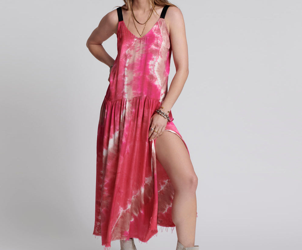 SATIN SOLAR FLARE RUNWAY CAMI DRESS