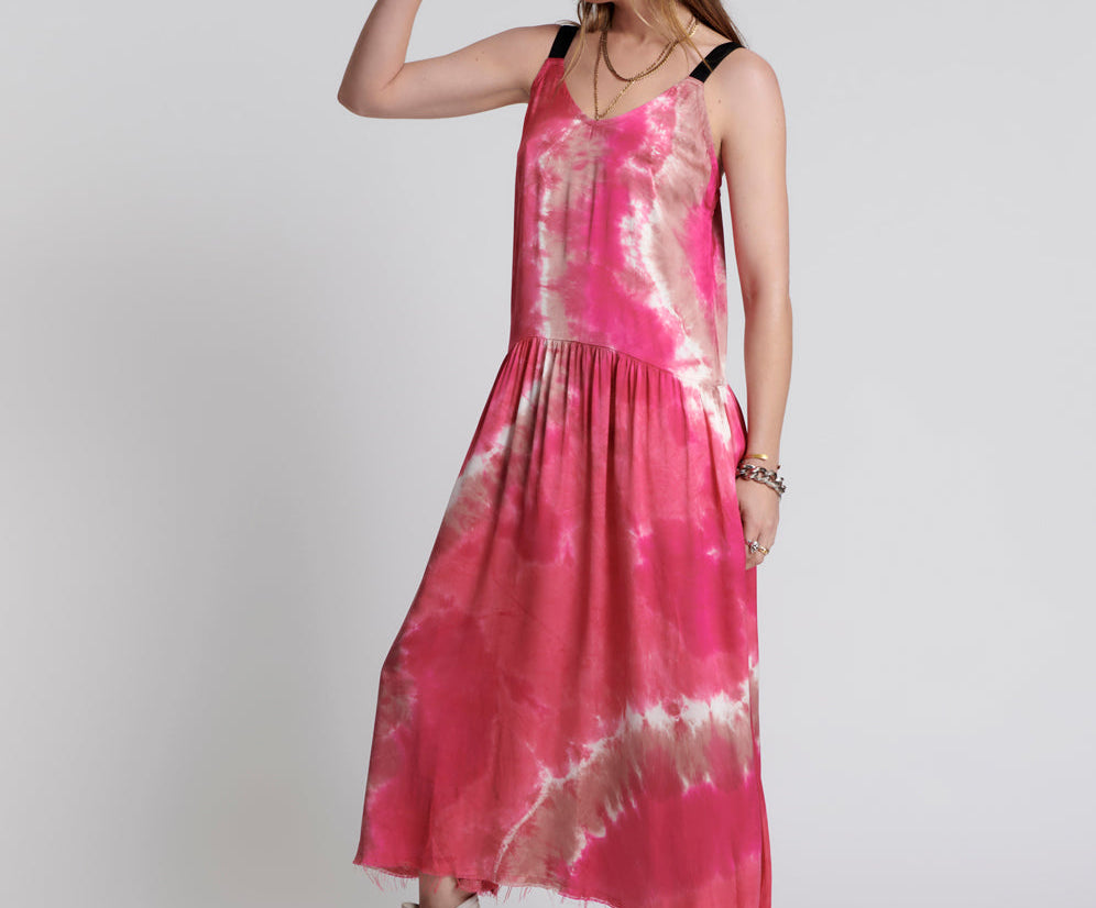 SATIN SOLAR FLARE RUNWAY CAMI DRESS