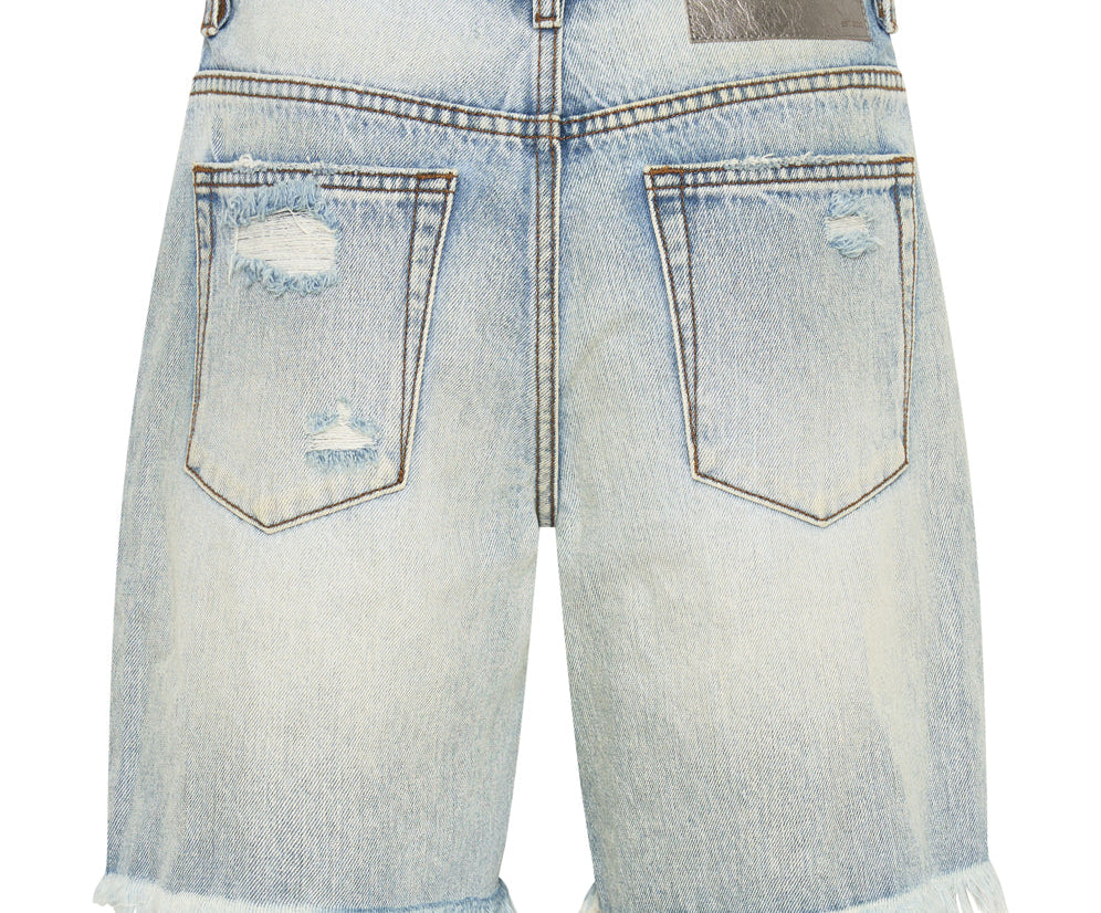 KANSAS BLUE JACKSON MID WAIST WIDE LEG SHORTS