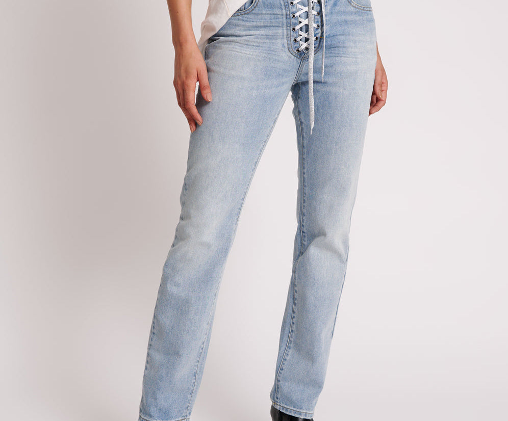 Truckers Mid Waist Straight Leg Denim Jeans - Hendrixe