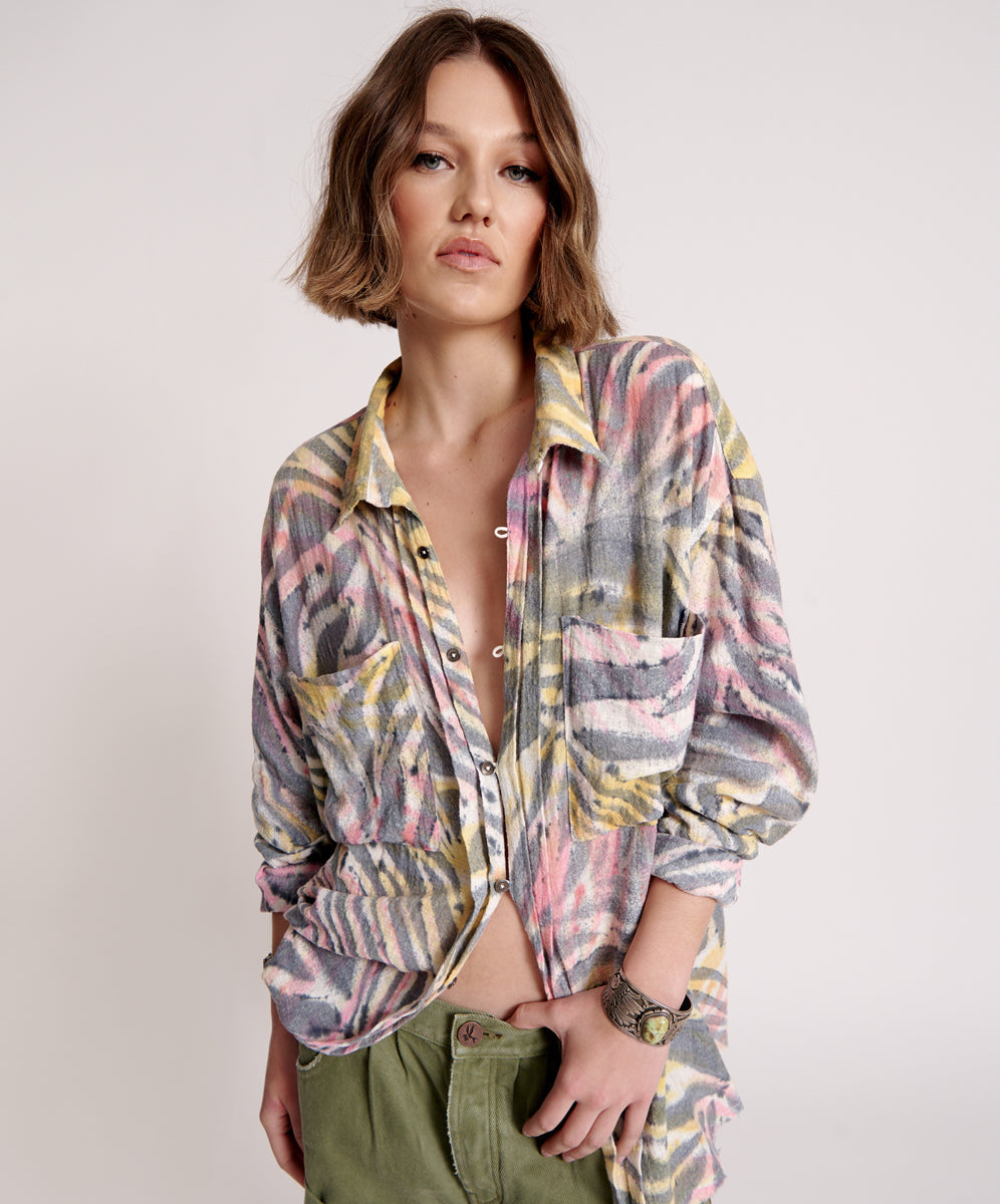 Products PALM ISLAND MUSLIN LONGLINE SHIRT