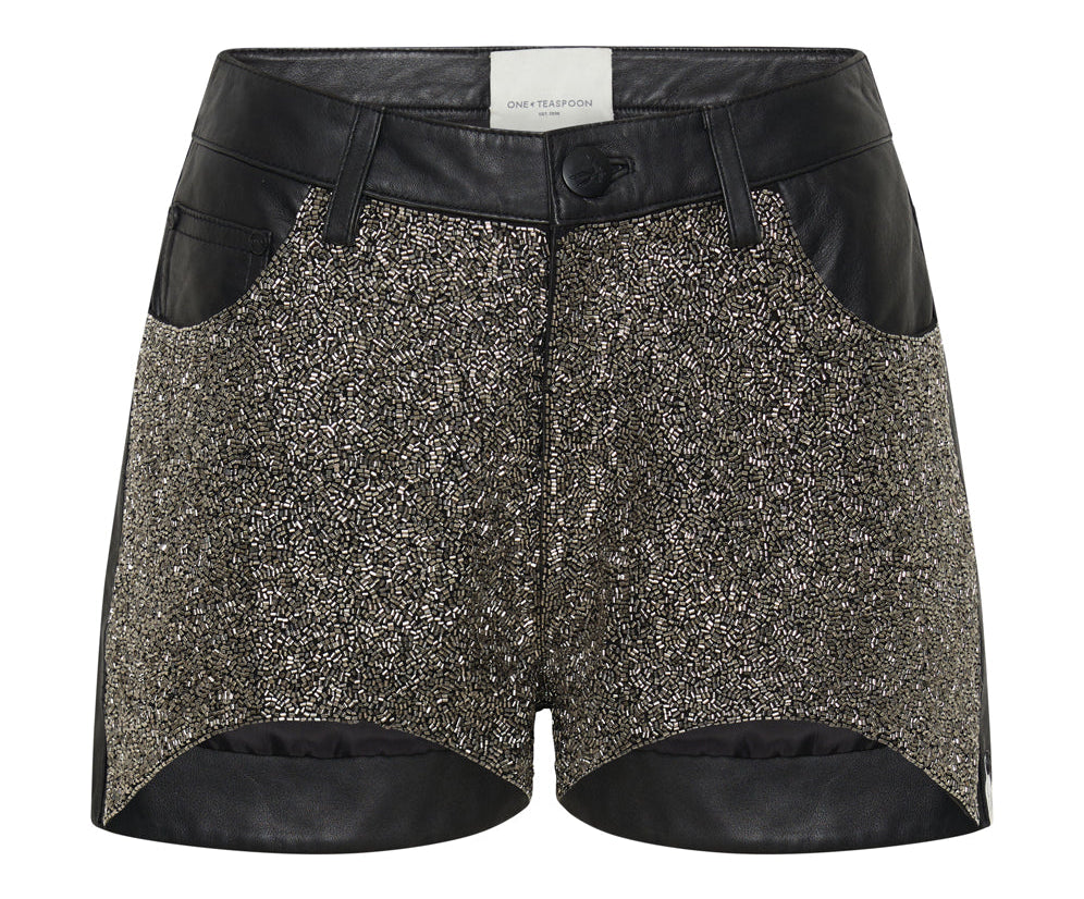 CRUSHED CRYSTAL LEATHER LE WOLVES SHORTS